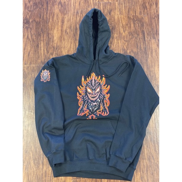 Gildan Other - I'M Gildan Softstyle Graphic Print Hoodie Pullover Black Monster Flame MED‎ NWT